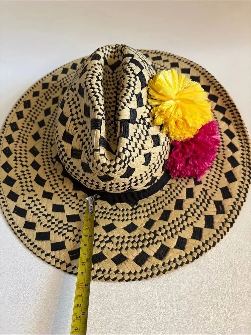 Vintage Helene Berman Resort Pom Pom Straw Hat ~ New With Tags ~ Made in Italy